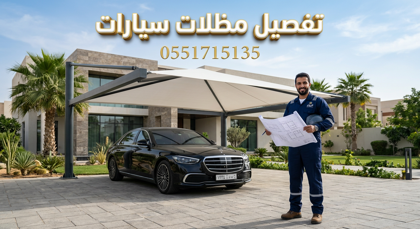 ورشة تفصيل مظلات سيارات بالرياض وتركيب قماش بي في سي