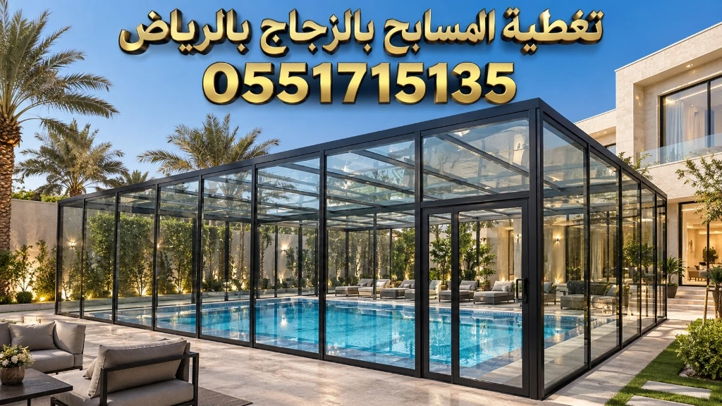 تغطية المسابح بالزجاج بالرياض للفلل والقصور